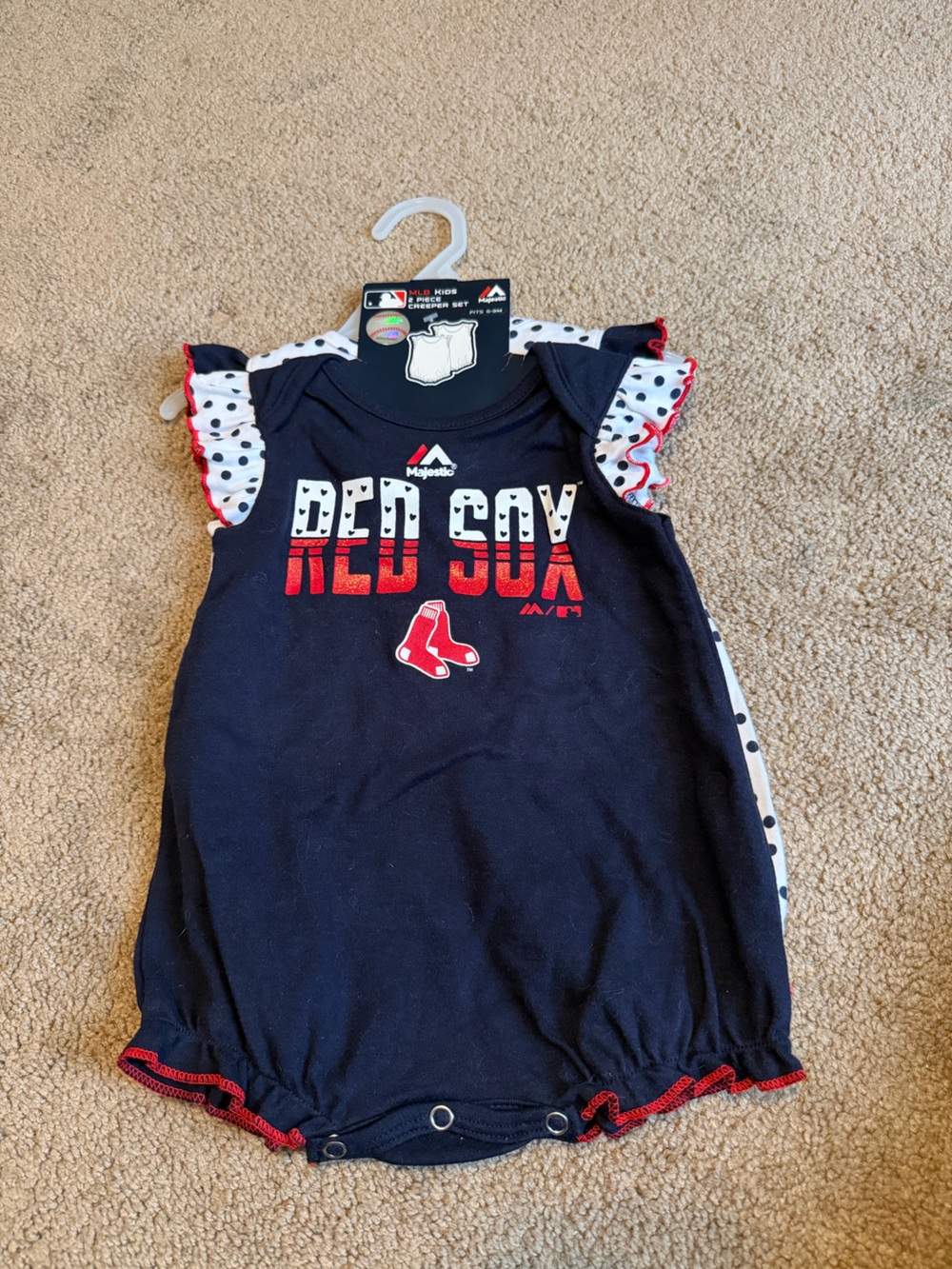 Majestic MLB Boston Red Sox Infant Romper creepers set of 2 Girls 6-9M